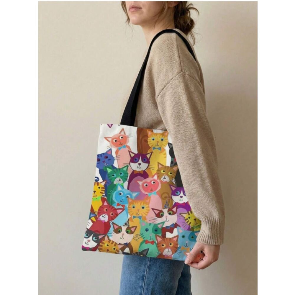 Canvas Book Bag Carry Hand & Shoulder Straps Tote Crossbody